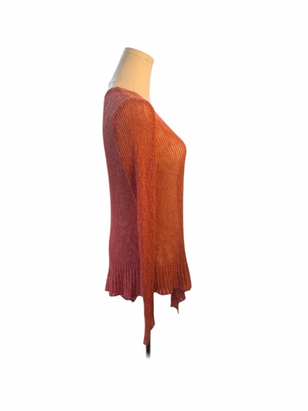 Eileen Fisher Coral Knit Asymmetrical Sweater Tunic Small Boho - Picture 4 of 8
